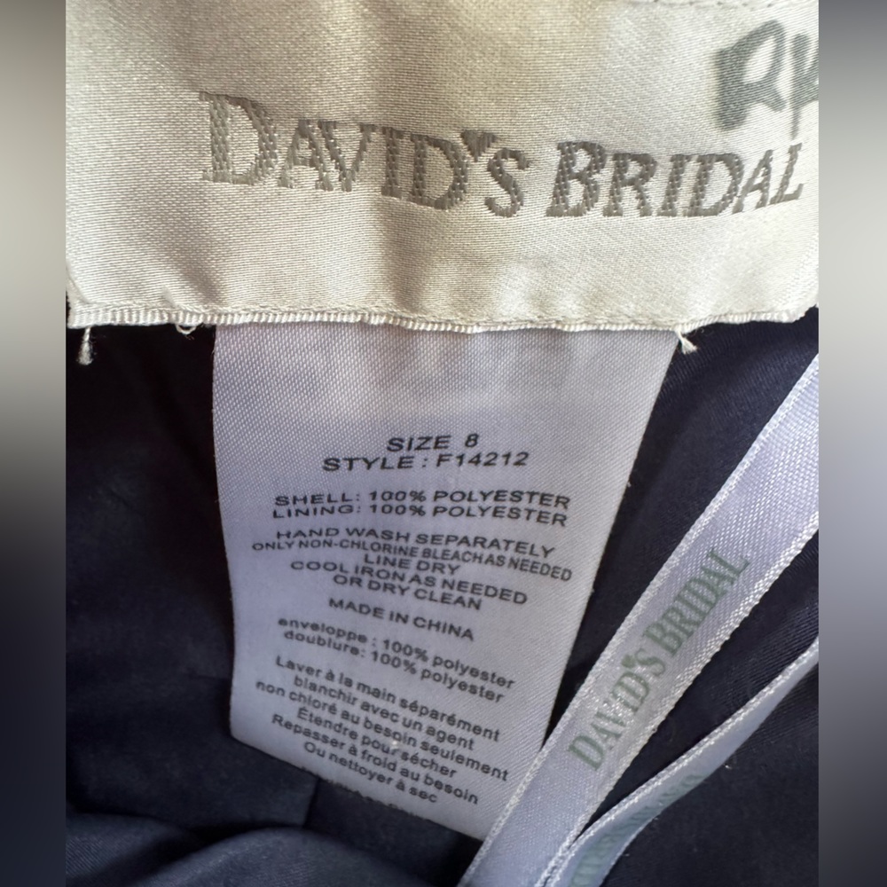 NWT David’s Bridal Short Pleated Satin Strapless Dress Marine Size 8 - Picture 10 of 10